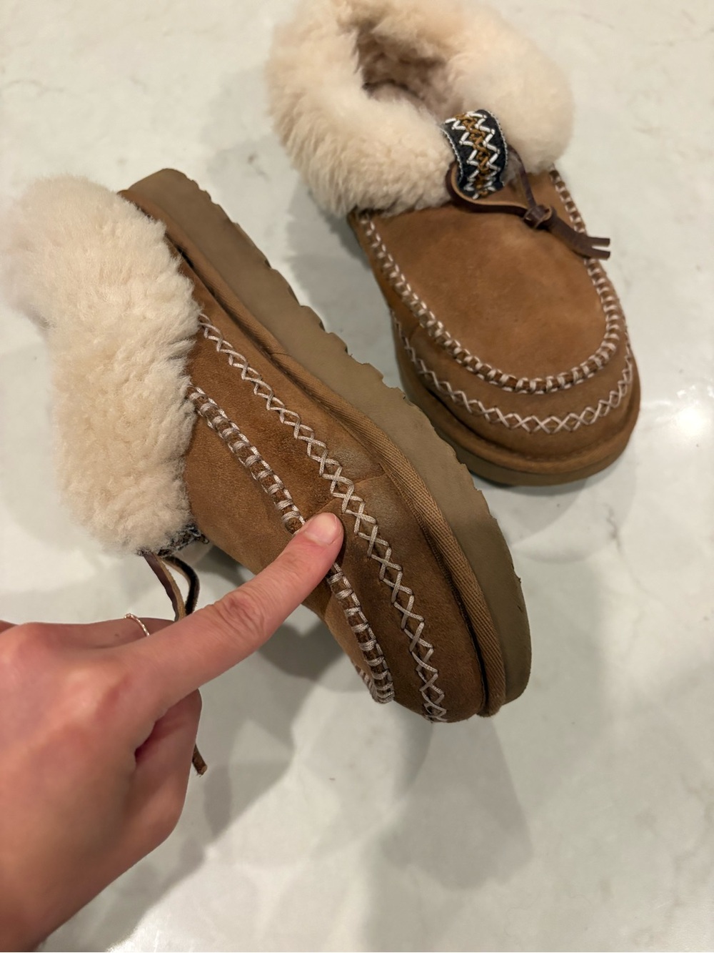 Uggs Shearling-Lined Suede Moccasin Slippers - Chestnut - Picture 5 of 13